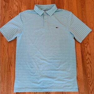 Vineyard Vines Men's turquoise blue Striped Polo Shirt Sz S